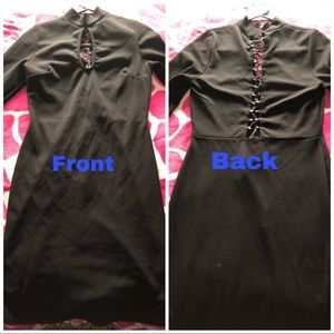 Black long sleeve knee dress